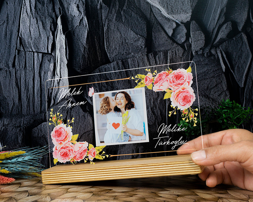 Melek Annem Çiçekli Çerçeve – Kişiye Özel Anne Hediyesi