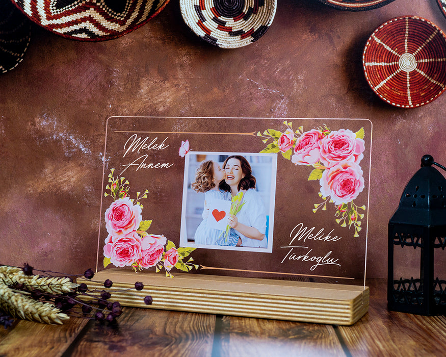 Melek Annem Çiçekli Çerçeve – Kişiye Özel Anne Hediyesi