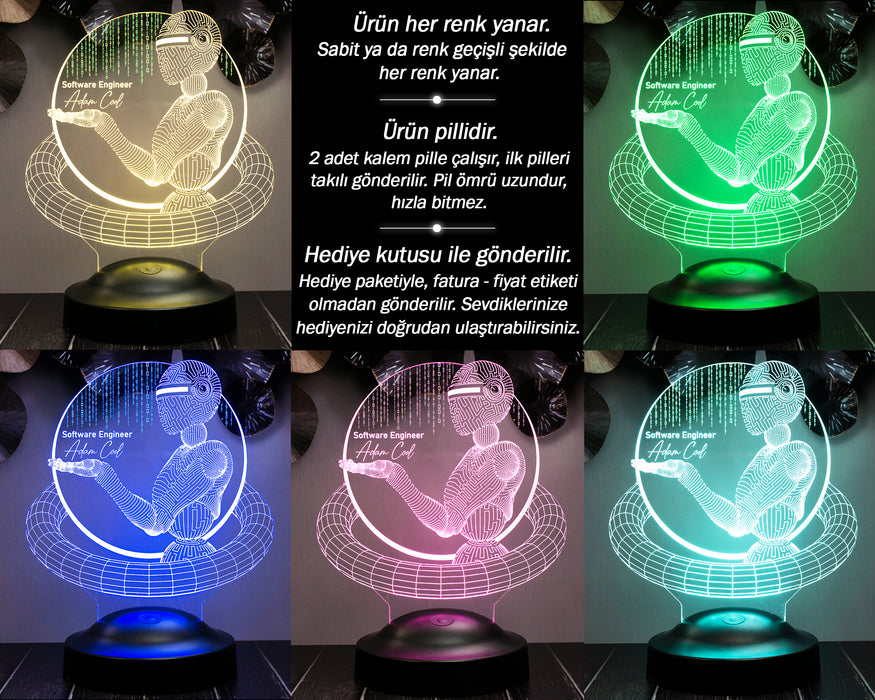 Yazılım ve Bilgisayar Mühendisine LED Lamba – Kişiye Özel Hediye