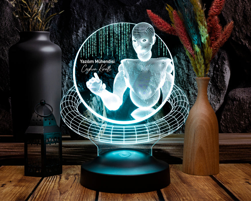Matrix Temalı LED Lamba – Web Tasarımcı ve Yazılımcıya Hediye