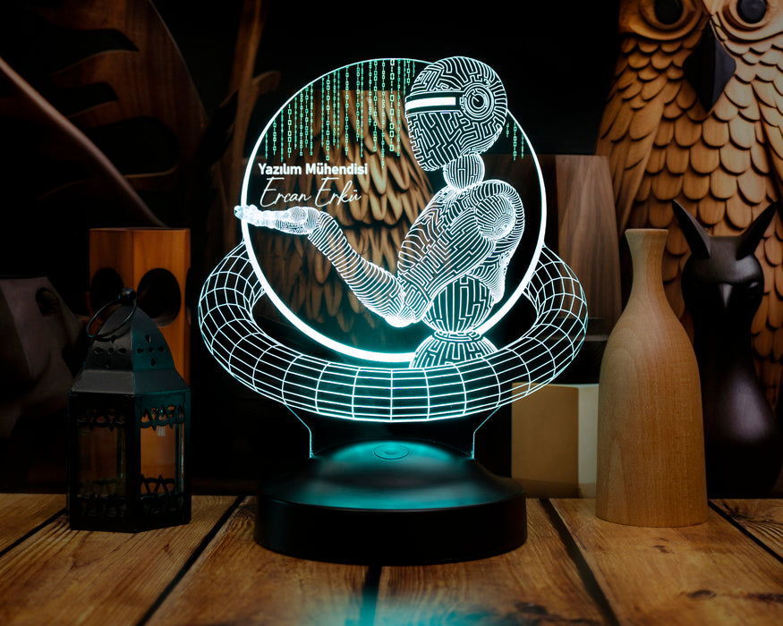 Yazılım ve Bilgisayar Mühendisine LED Lamba – Kişiye Özel Hediye