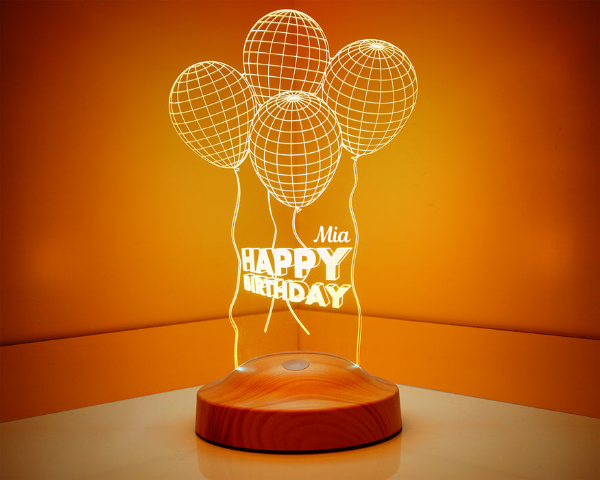 Kişiye Özel Doğum Günü Temalı Üç Boyutlu Balonlar Led Lamba