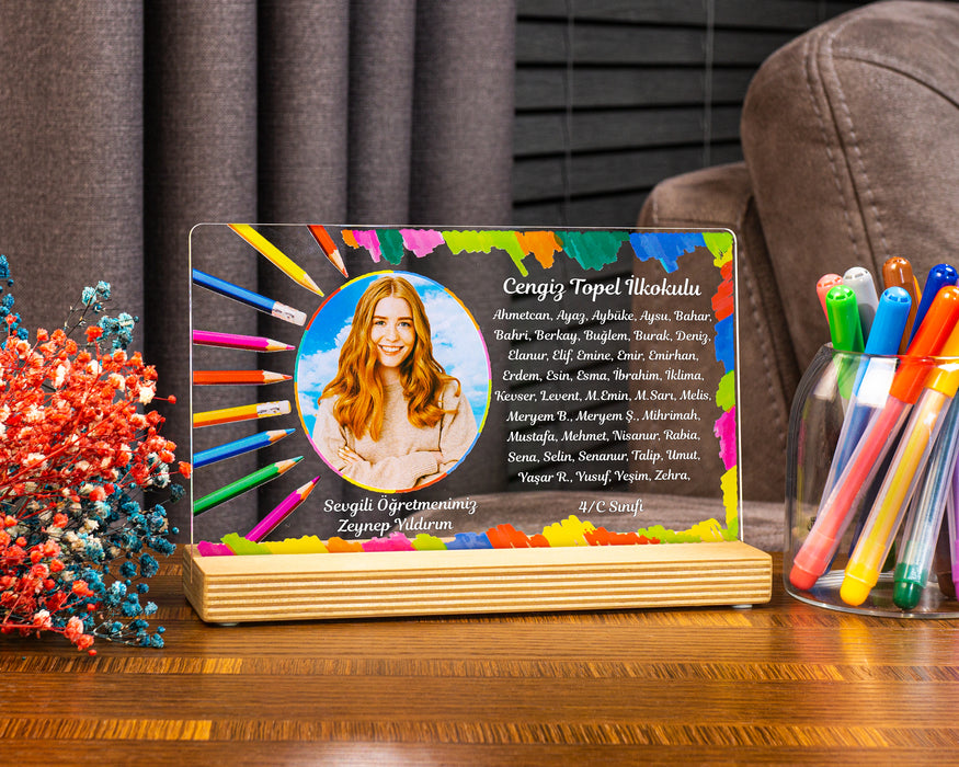 Fotoğraflı Öğretmenler Günü Hediyesi Çerçeve, Öğretmene Hediye, Resimli Pleksi Çerçeve, Öğretmenler Günü Hediyesi