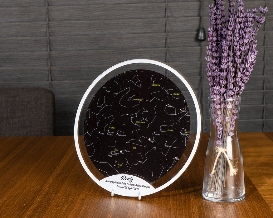 Kişiye Özel Oval Gökyüzü Yıldız Haritası Hediyesi Çerçeve, Pleksi Tablo, Gökyüzü Yıldız Haritası Hediyesi Çerçeve