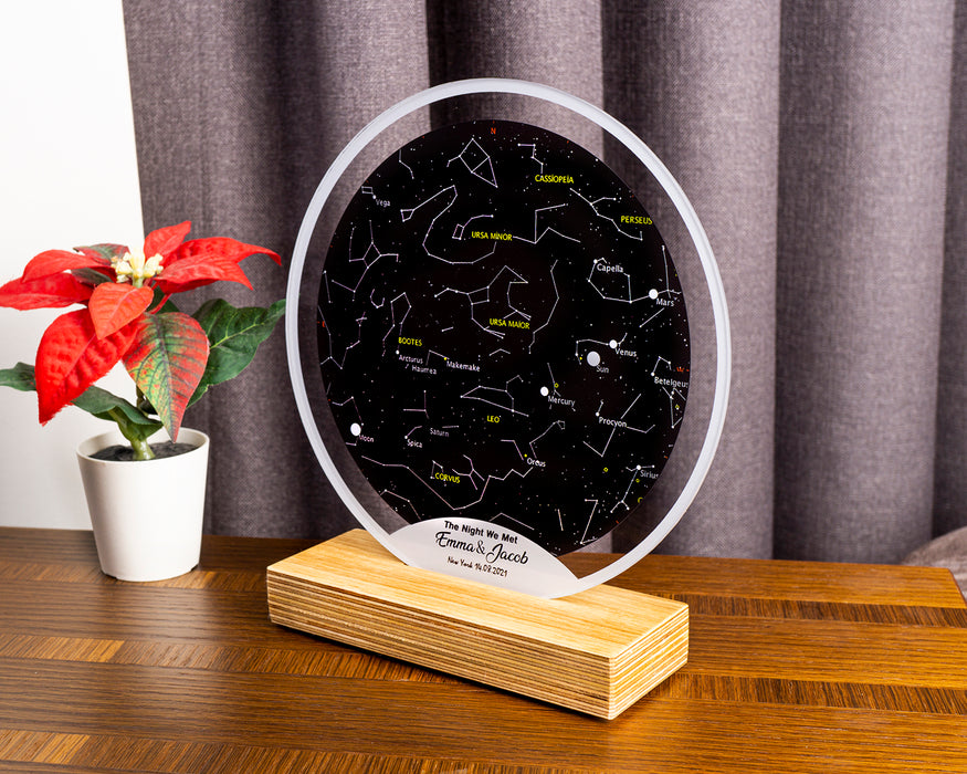 Kişiye Özel Oval Gökyüzü Yıldız Haritası Hediyesi Çerçeve, Pleksi Tablo, Gökyüzü Yıldız Haritası Hediyesi Çerçeve