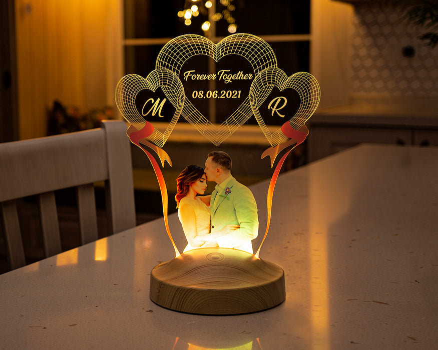 Fotoğraflı Yıl Dönümü, Sevgililer Günü Hediyesi, Renkli Resimli Yıldönümü, Sevgiliye Özel Gün Hediyesi, 3D Led Lamba