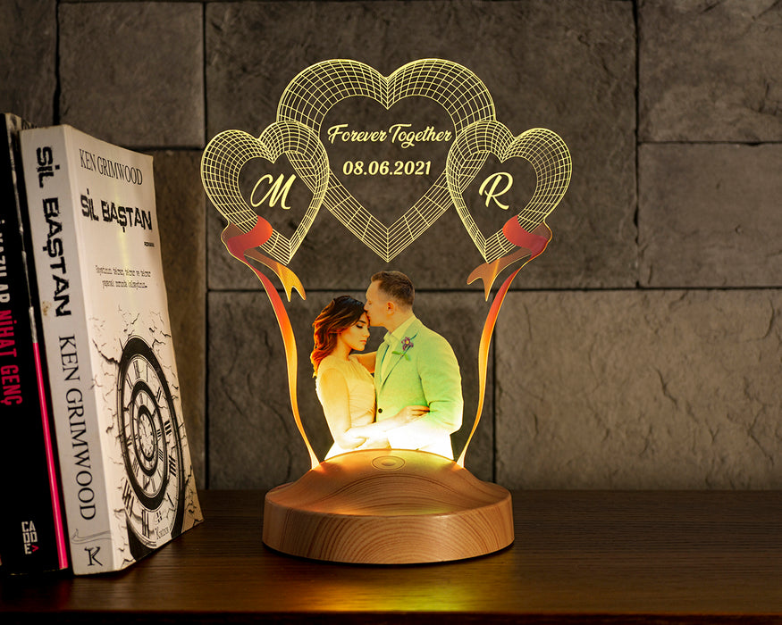 Fotoğraflı Yıl Dönümü, Sevgililer Günü Hediyesi, Renkli Resimli Yıldönümü, Sevgiliye Özel Gün Hediyesi, 3D Led Lamba