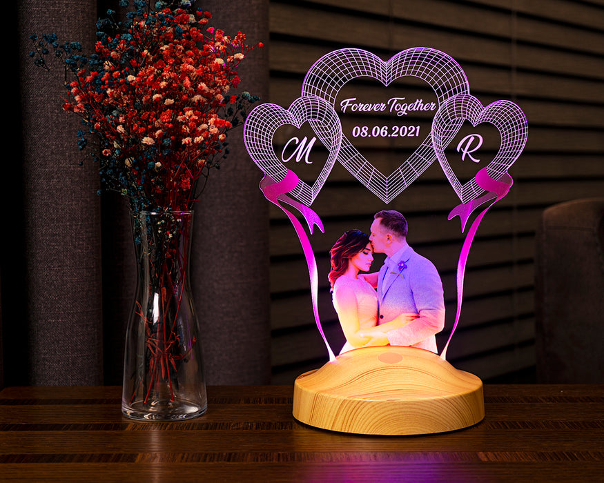 Fotoğraflı Yıl Dönümü, Sevgililer Günü Hediyesi, Renkli Resimli Yıldönümü, Sevgiliye Özel Gün Hediyesi, 3D Led Lamba