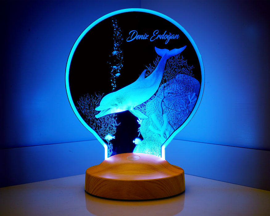 Yunus Balığı Kişiye Özel Led Lamba