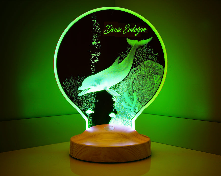 Yunus Balığı Kişiye Özel Led Lamba
