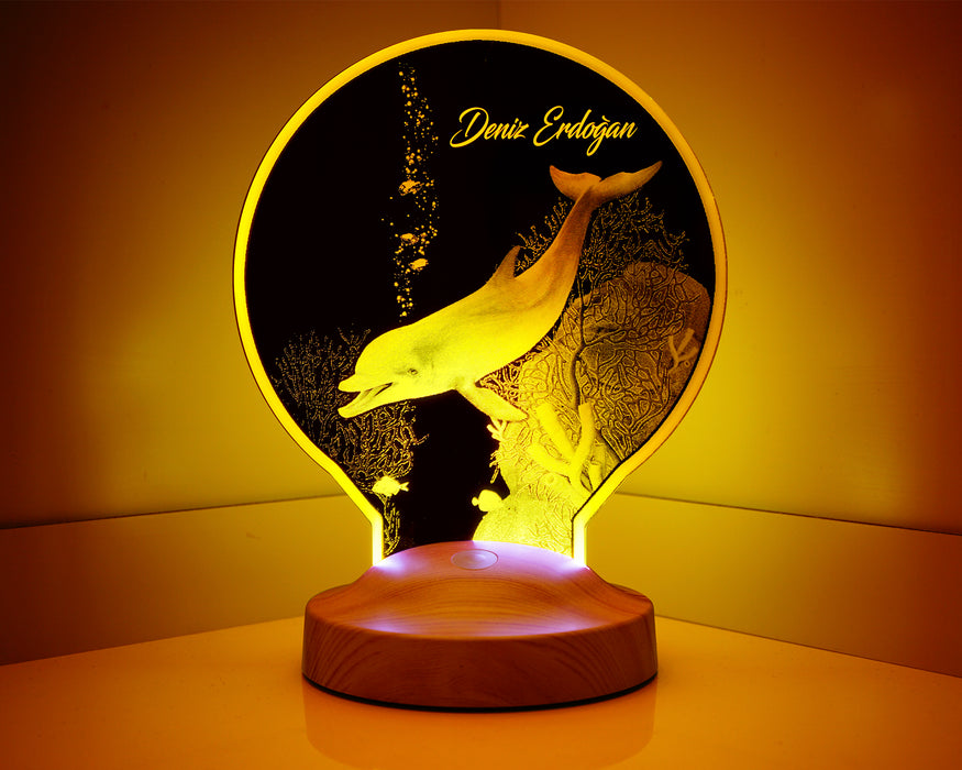 Yunus Balığı Kişiye Özel Led Lamba