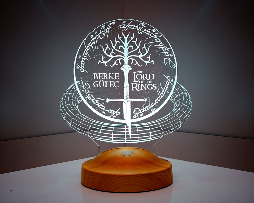 Yüzüklerin Efendisi Lord Of Rings Kılıç Sembolu Hediye 3D Led Lamba