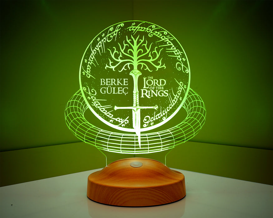 Yüzüklerin Efendisi Lord Of Rings Kılıç Sembolu Hediye 3D Led Lamba