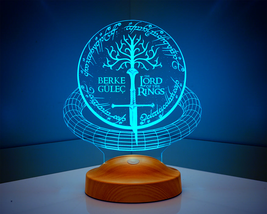 Yüzüklerin Efendisi Lord Of Rings Kılıç Sembolu Hediye 3D Led Lamba