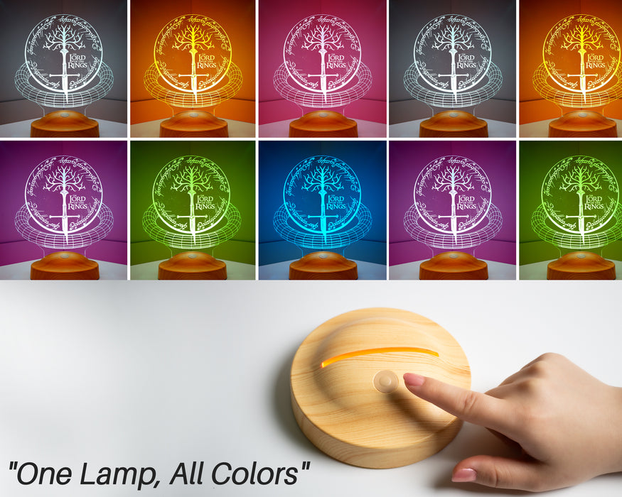 Yüzüklerin Efendisi Lord Of Rings Kılıç Sembolu Hediye 3D Led Lamba