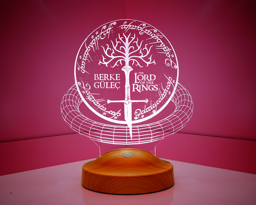 Yüzüklerin Efendisi Lord Of Rings Kılıç Sembolu Hediye 3D Led Lamba