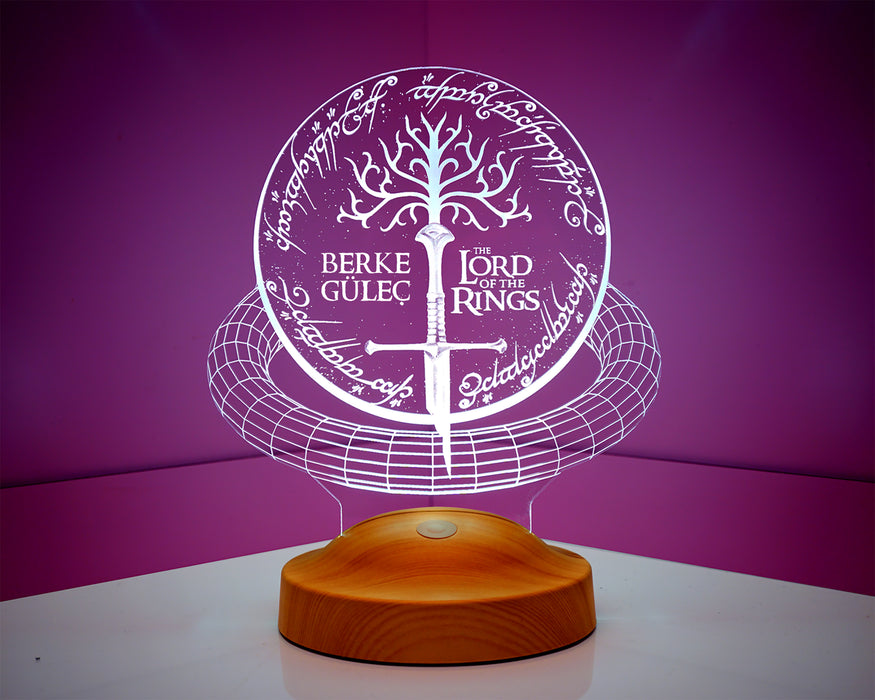 Yüzüklerin Efendisi Lord Of Rings Kılıç Sembolu Hediye 3D Led Lamba