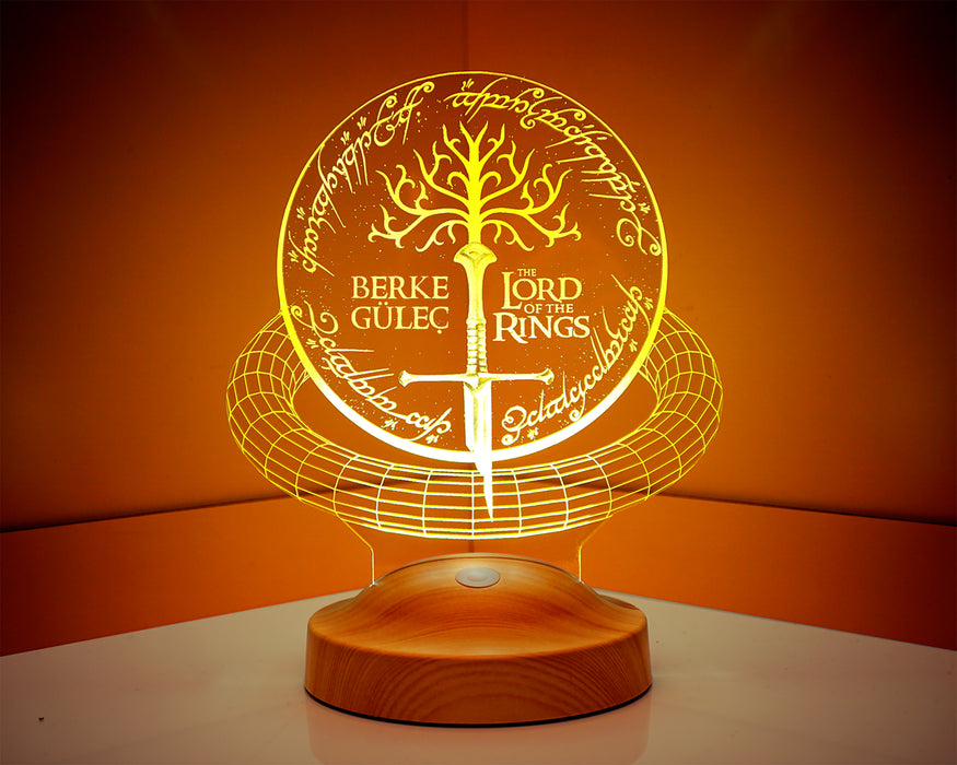 Yüzüklerin Efendisi Lord Of Rings Kılıç Sembolu Hediye 3D Led Lamba
